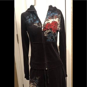 Black Embellished SweatSuit/Track Suit size small.